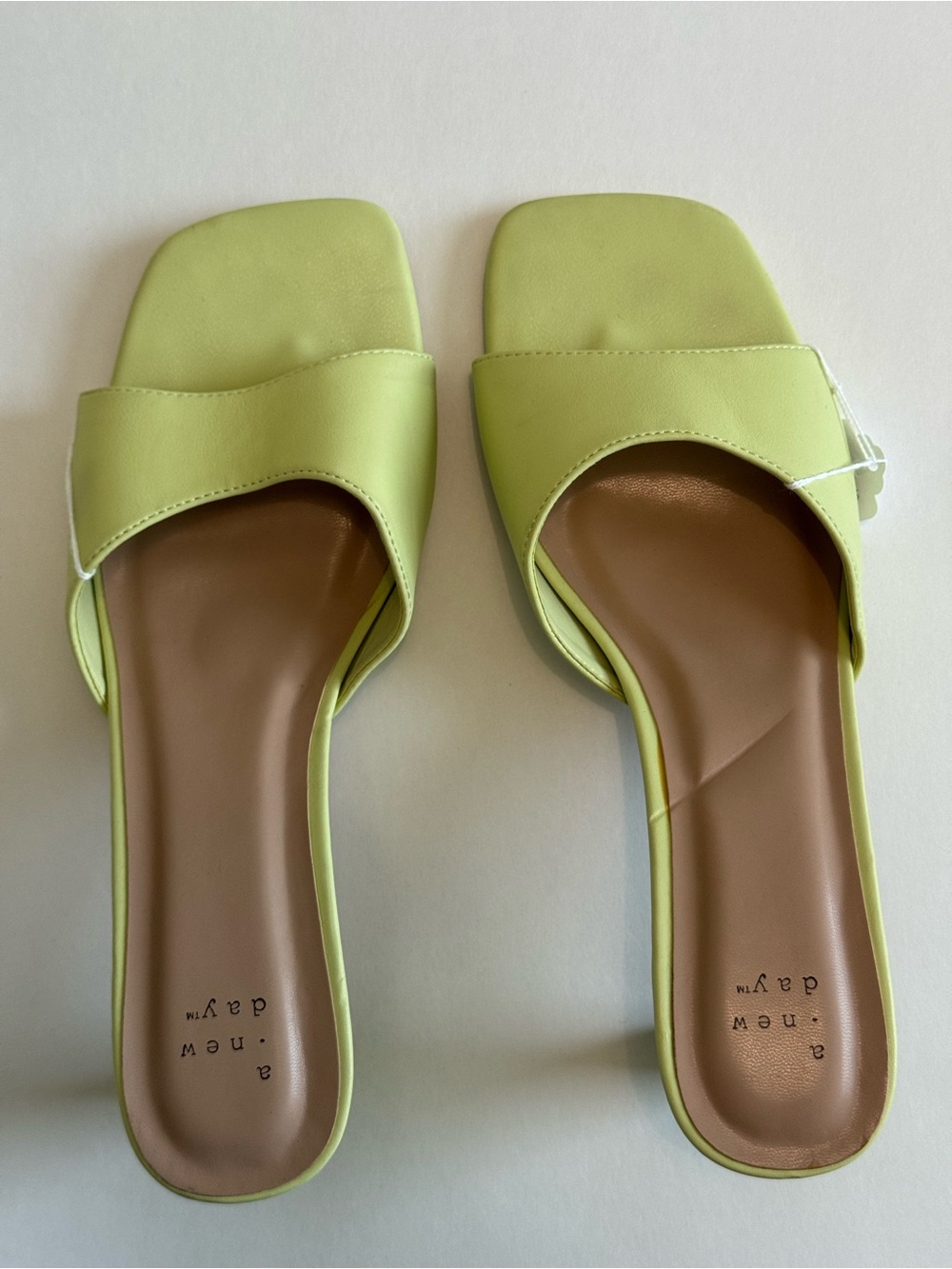 a new day Lime Green Square-Toe Slide Sandals